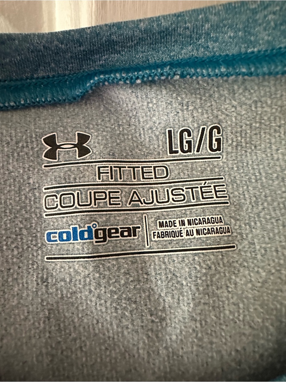 Under Armour ColdGear Fitted Long Sleeve Top - Gray with Teal Accents